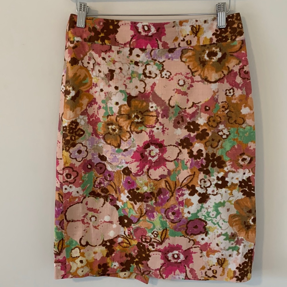 J.Crew floral pink pencil skirt size 0